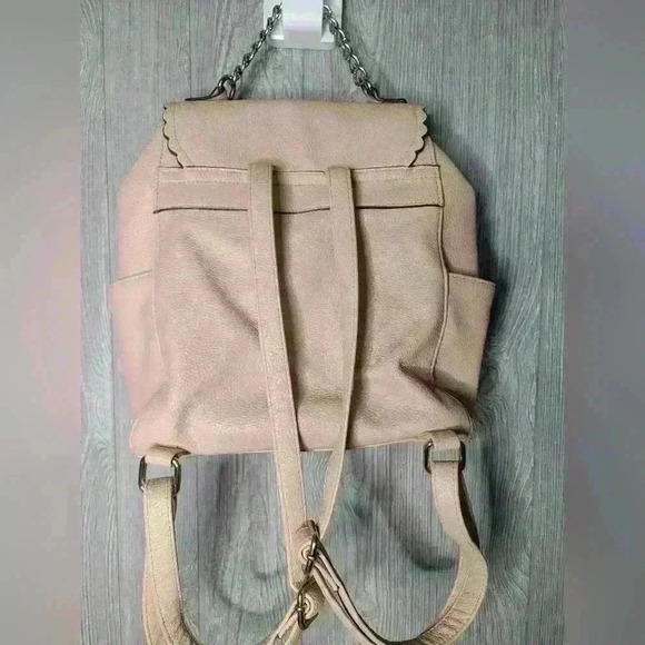 Nanette Lepore mauve colored backpack purse with gold chain. - Picture 4 of 12